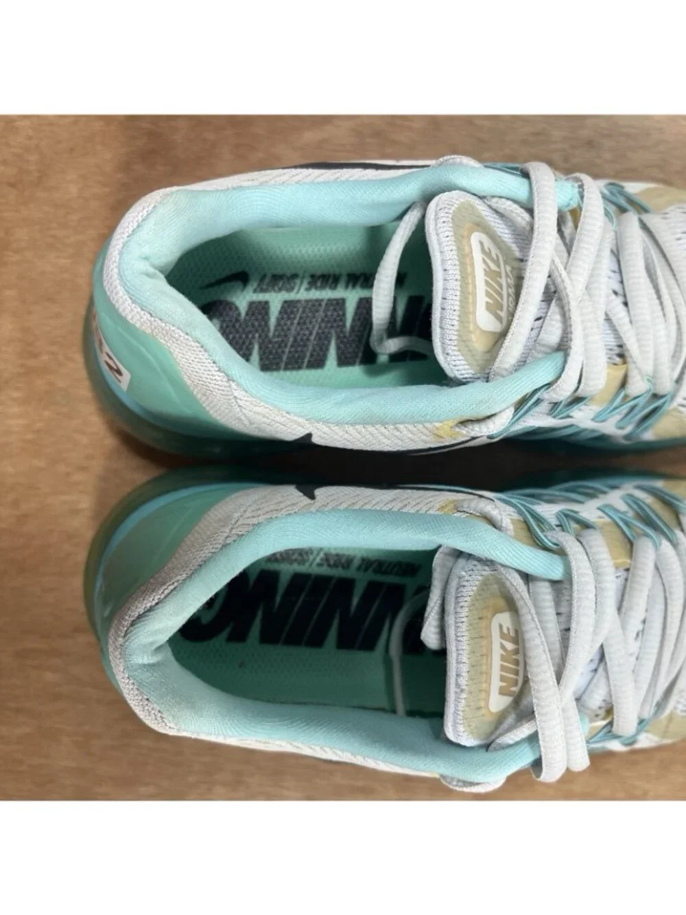 Nike Air Max 2015 Women's Size 6.5 Running Shoes Platinum Green Aqua Athletic